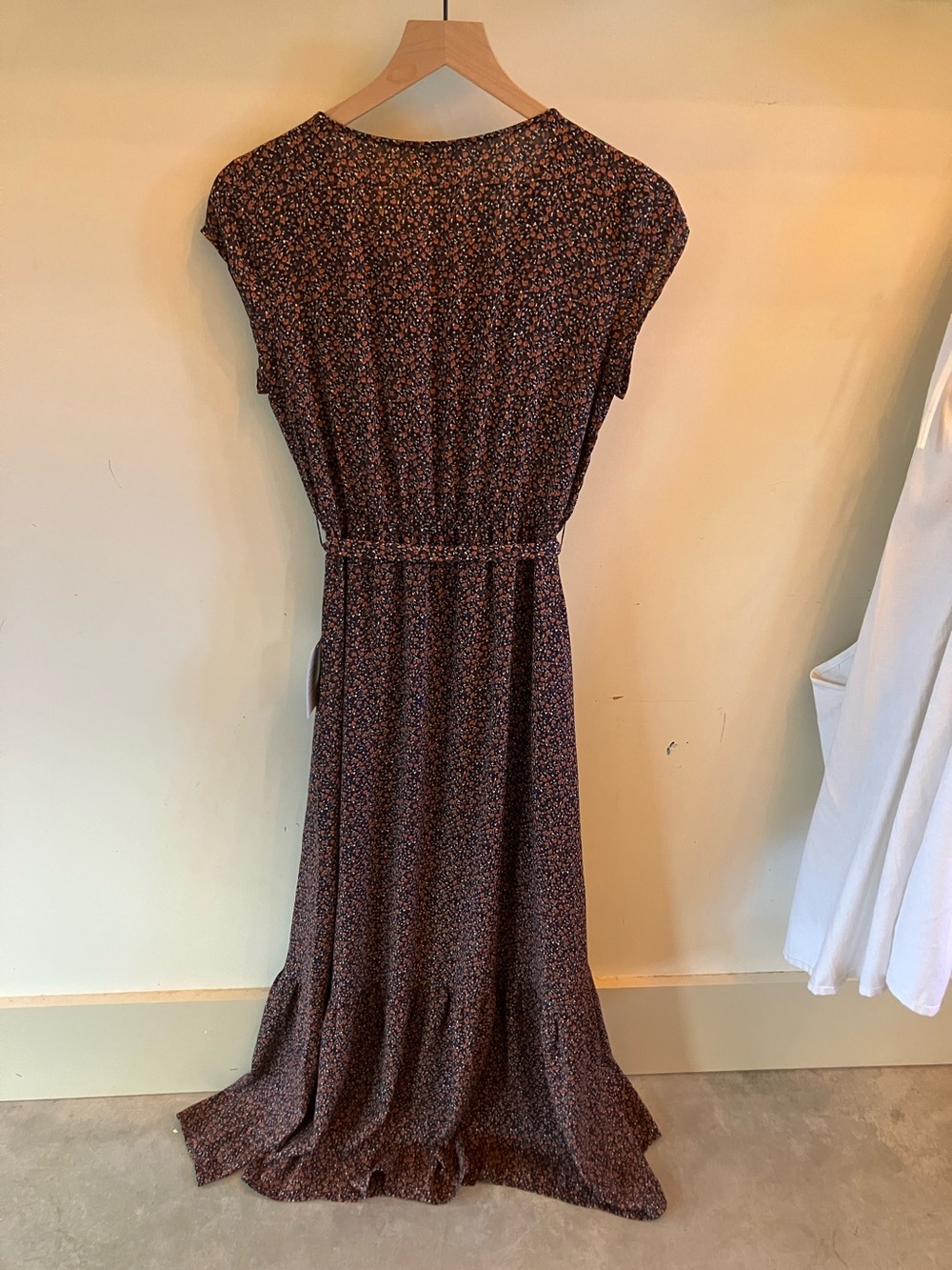 bohme Navy Maxi Dress with Rust Floral Print and Tie Waist - Picture 9 of 11
